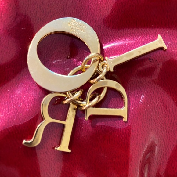 CD Dior Goldtone Keychain Bag Charm - Picture 1 of 3
